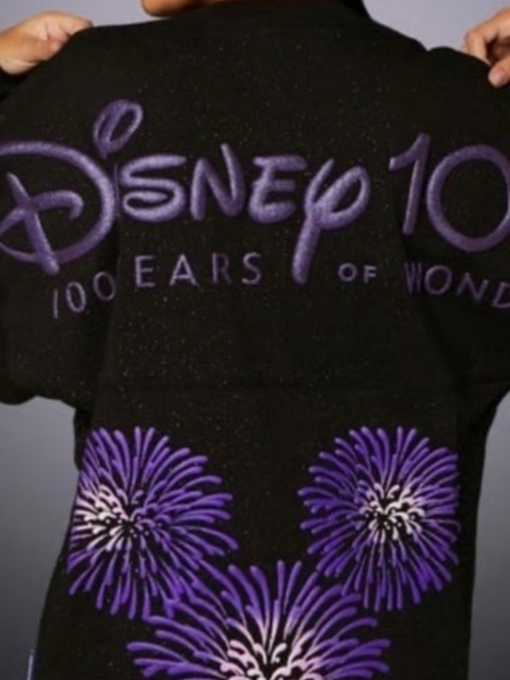 Disney Spirit Jersey 100 Years of Wonder Unisex Small Black Fireworks Sparkle - Picture 2 of 9